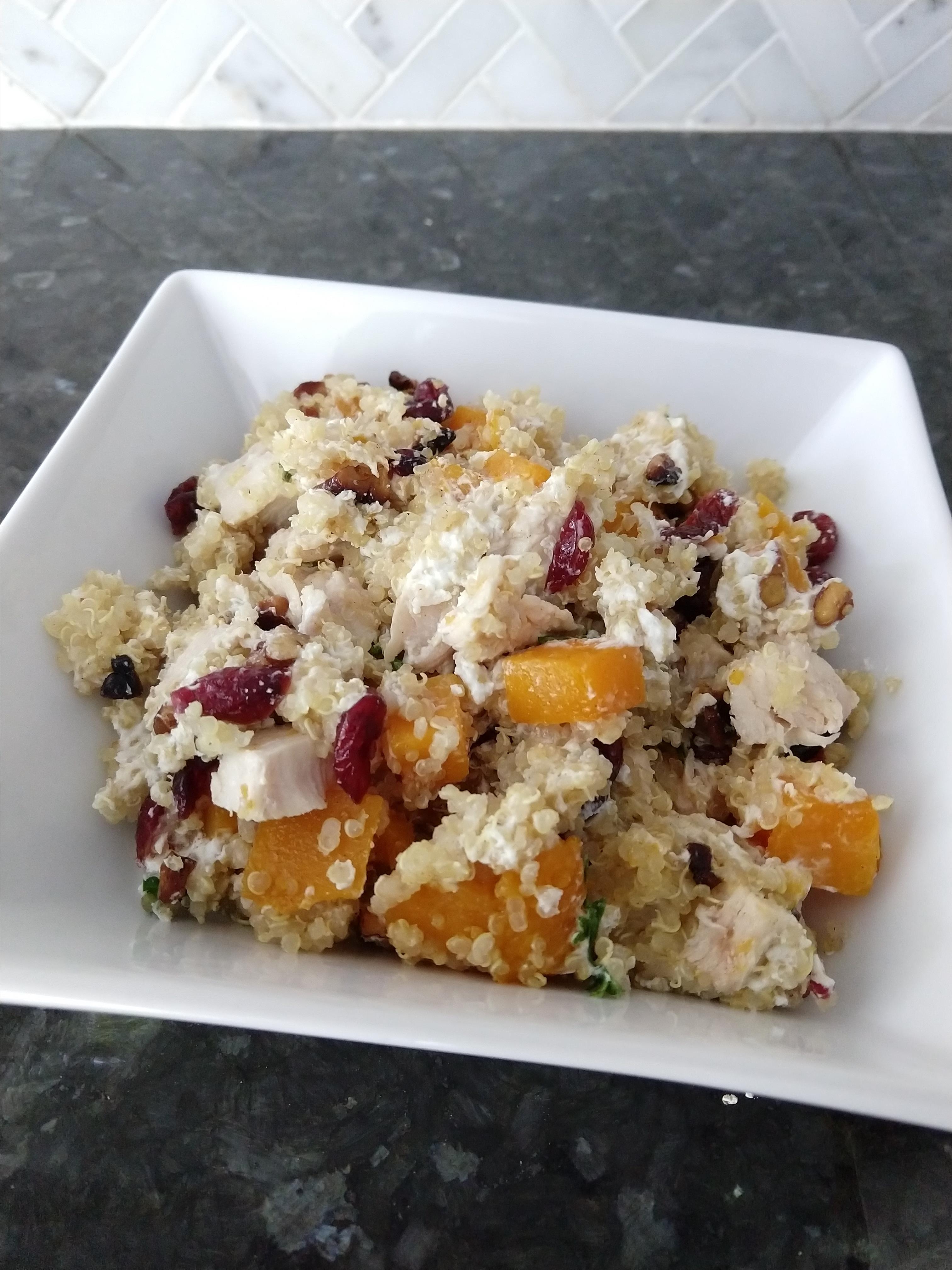 Quinoa with Butternut Squash, Chicken, and Goat Cheese_image