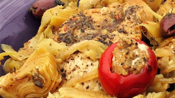 Spicy Mediterranean Chicken with SausageStuffed Cherry Peppers Recipe  Allrecipes.com