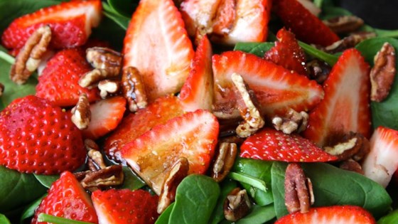 Photo of Strawberry also Spinach Salad in the company of Honey Balsamic Vinaigrette by Shelby Cady