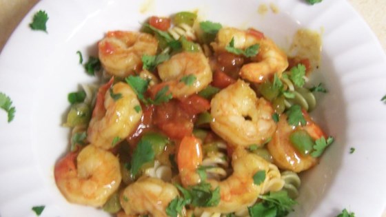 Caribbean pasta with shrimp