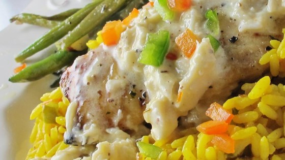 Broiled grouper with creamy crab and shrimp sauce