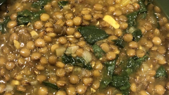 fragrant red lentil and rainbow chard soup