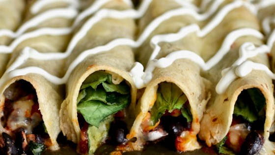 Baked Black Bean and Spinach Flautas Recipe