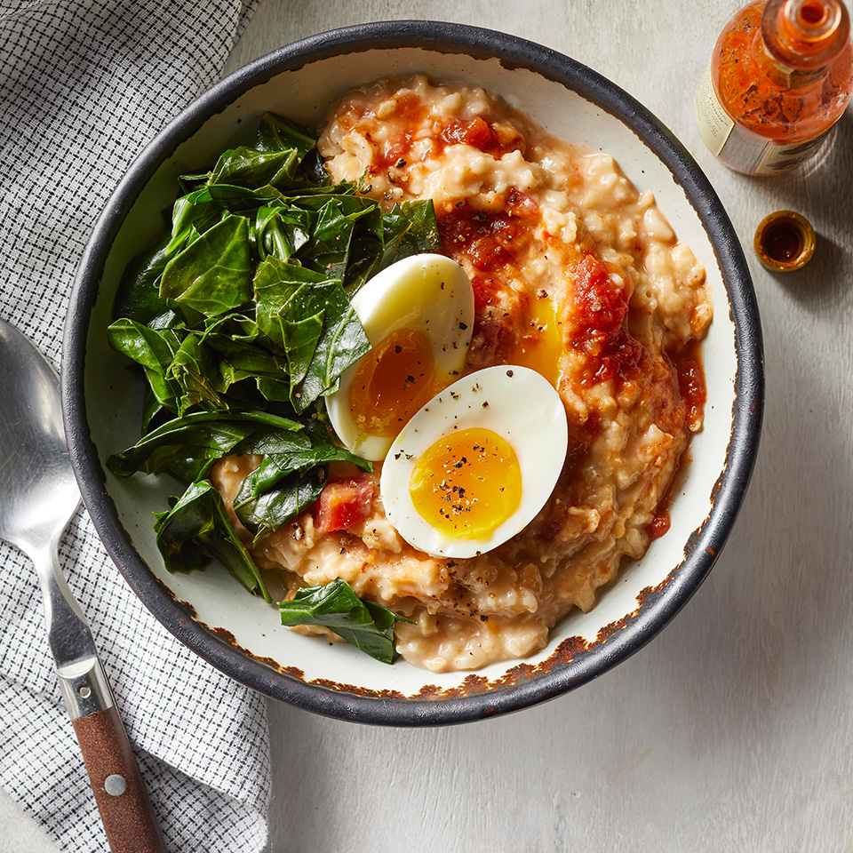 Savory Oatmeal with Cheddar, Collards & Eggs Recipe ...