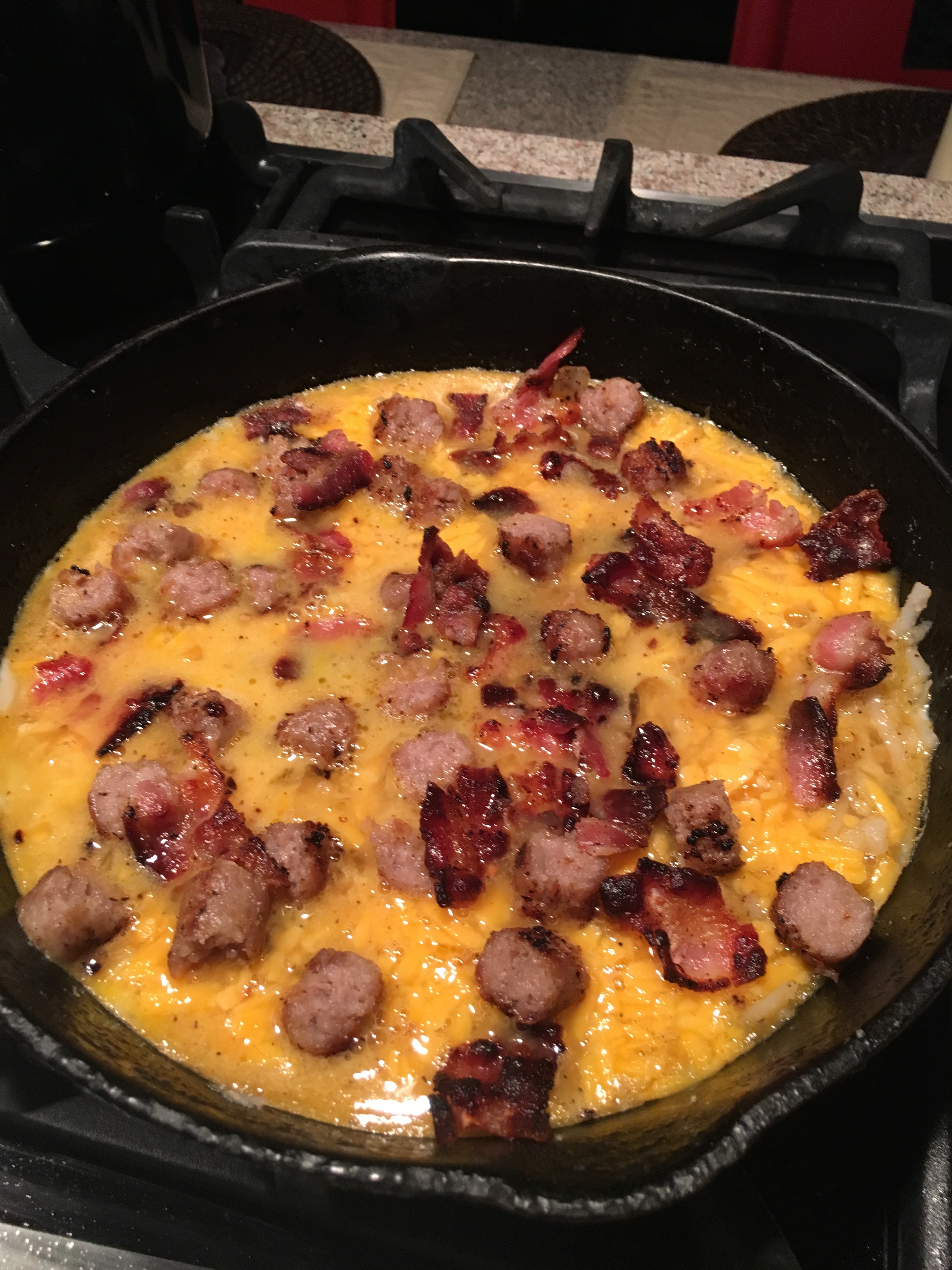 Cheesy BaconSausageEggHash Brown Skillet Recipe Allrecipes