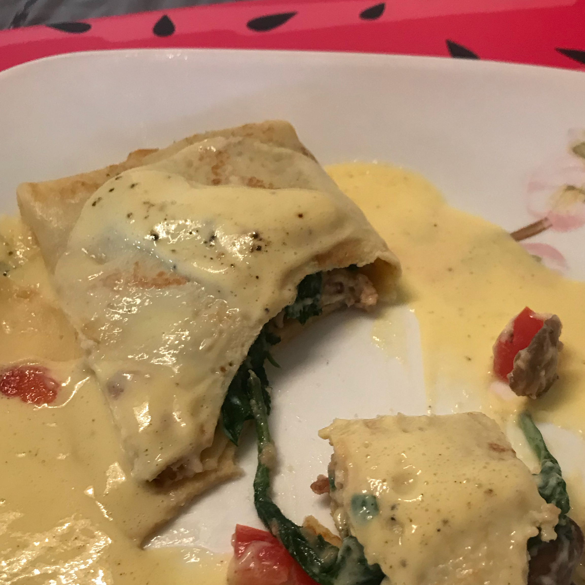 Crepes With Spinach Bacon And Mushroom Filling Recipe