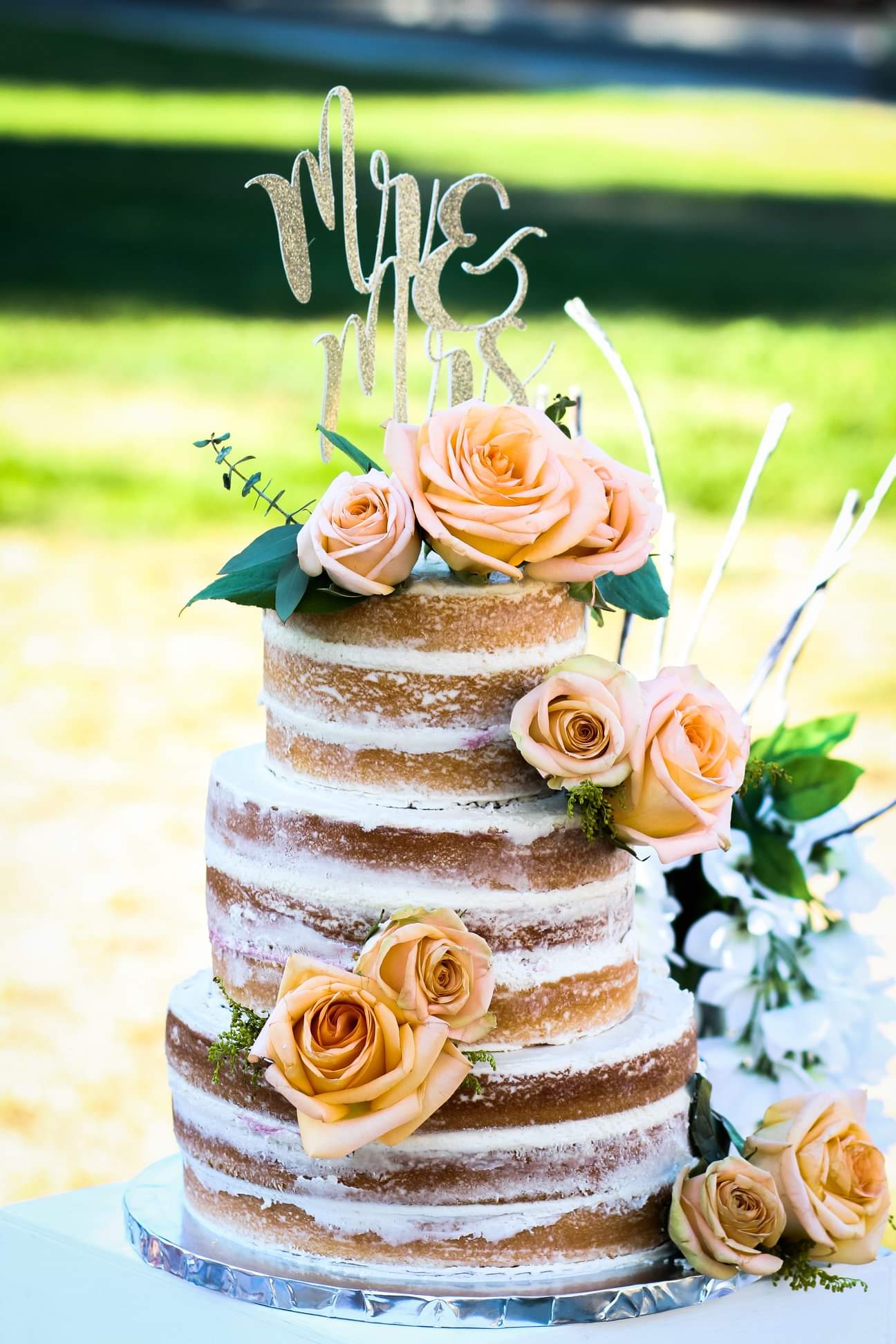 White Almond Wedding Cake image