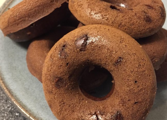 Baked Chocolate-Coffee Donuts