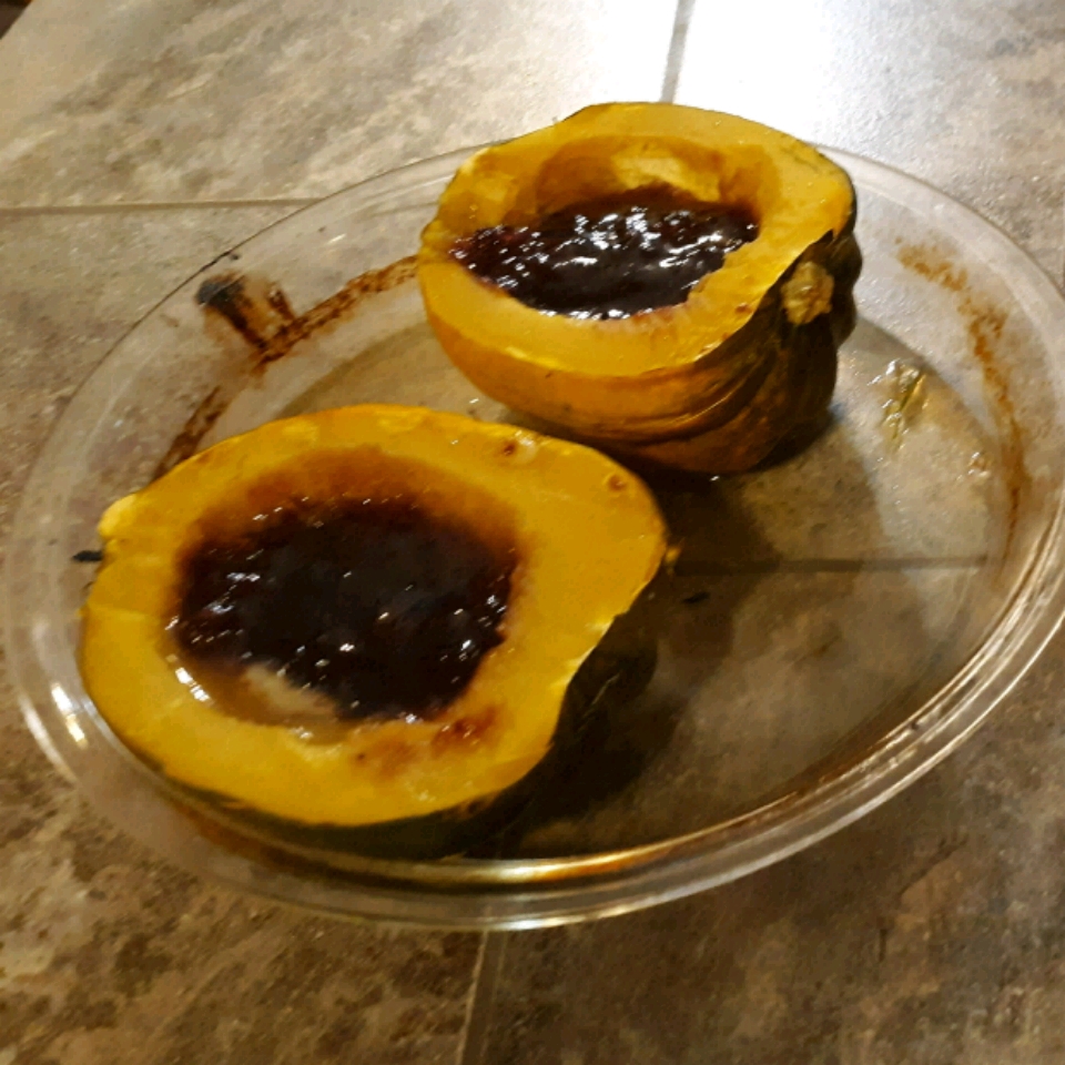 baked acorn squash with sauteed marshmallows