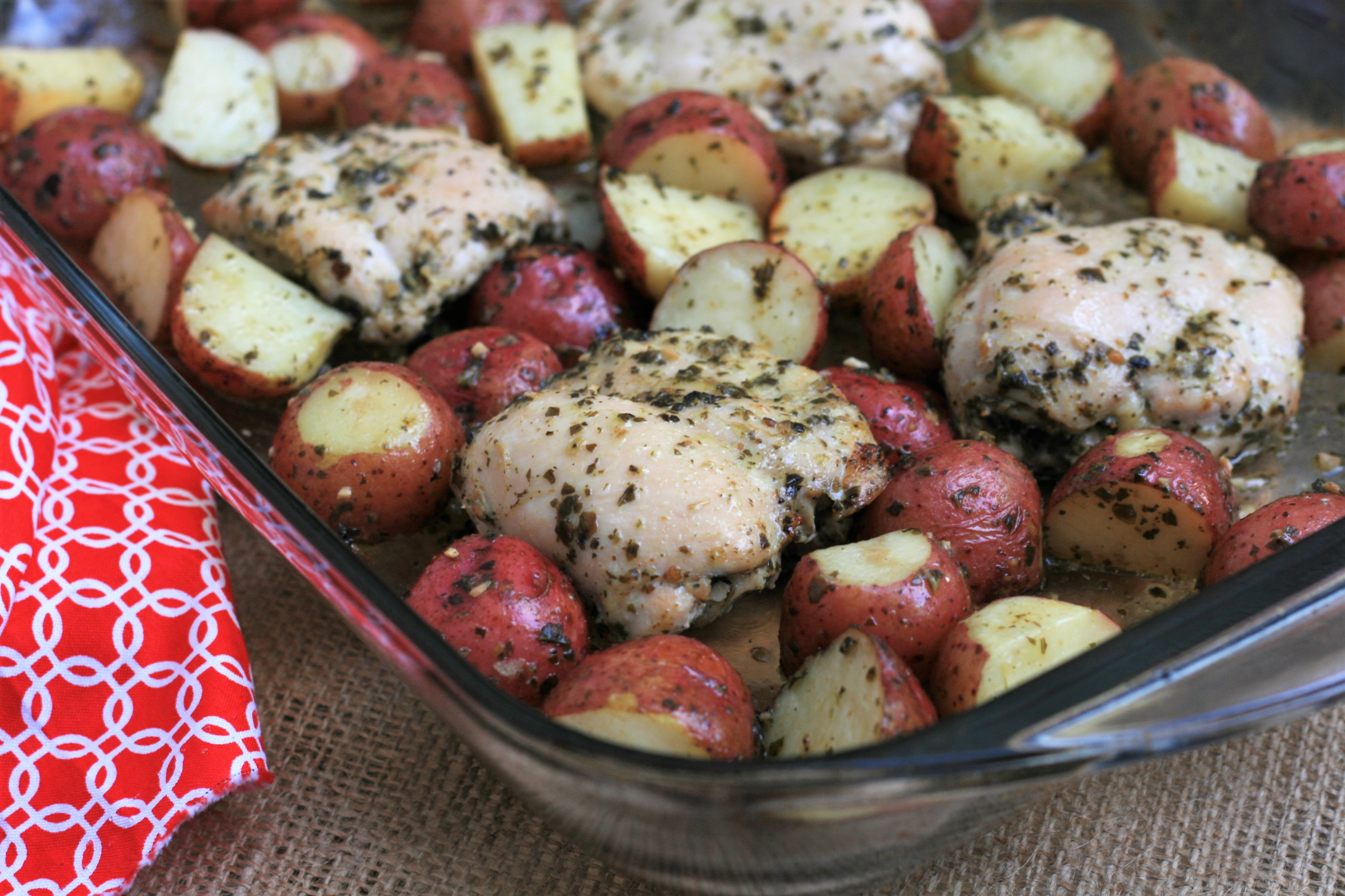 Baked Pesto Chicken Thighs and Potatoes_image