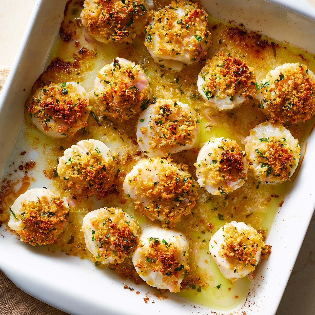 Panko Parmesan Crusted Baked Scallops Recipe Eatingwell