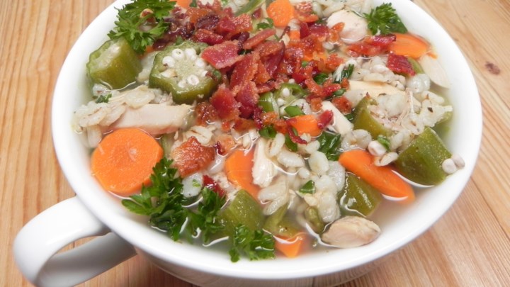 Turkey and Okra Soup with Barley and Bacon