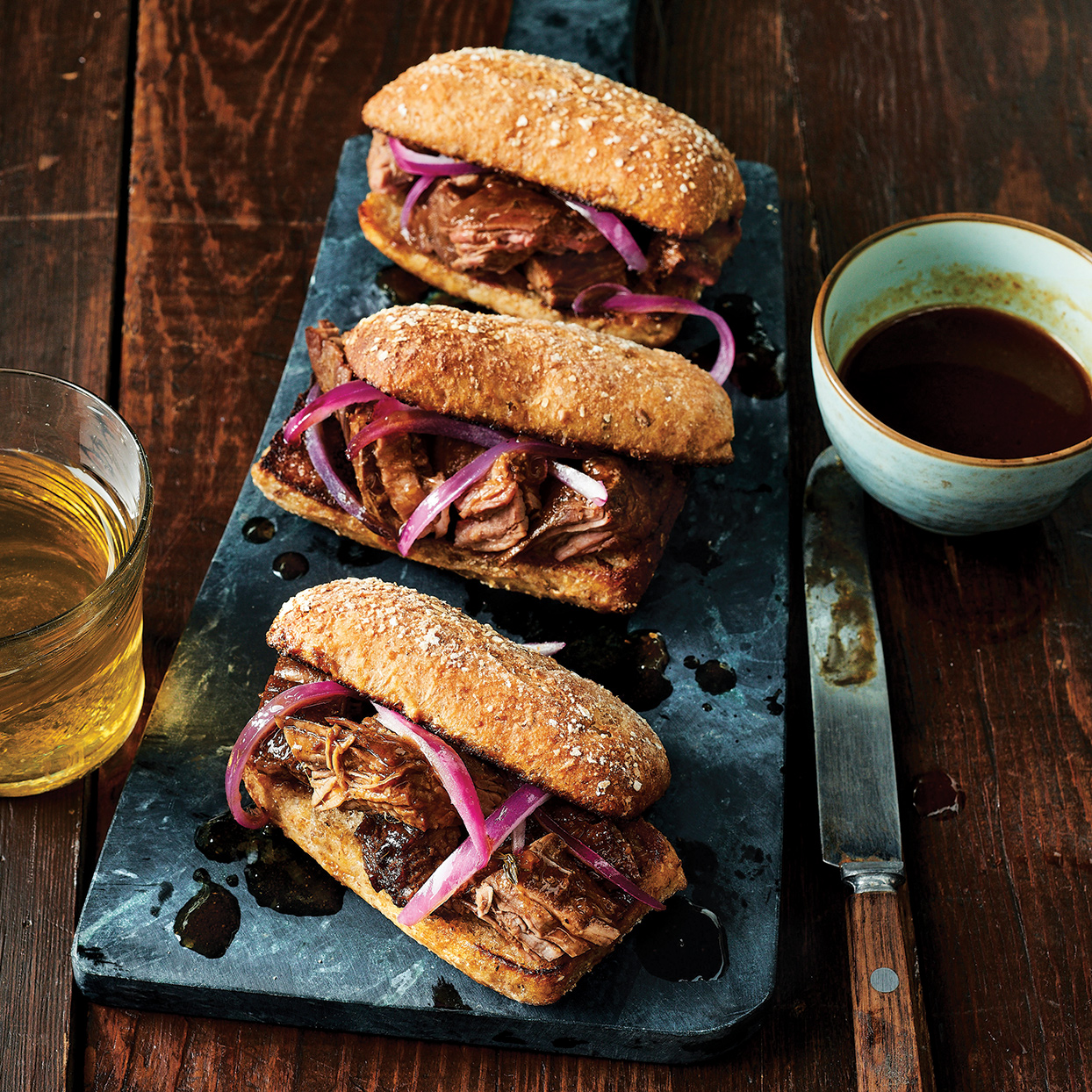 Slow-Cooker Flank Steak Au Jus Sandwiches Recipe | EatingWell