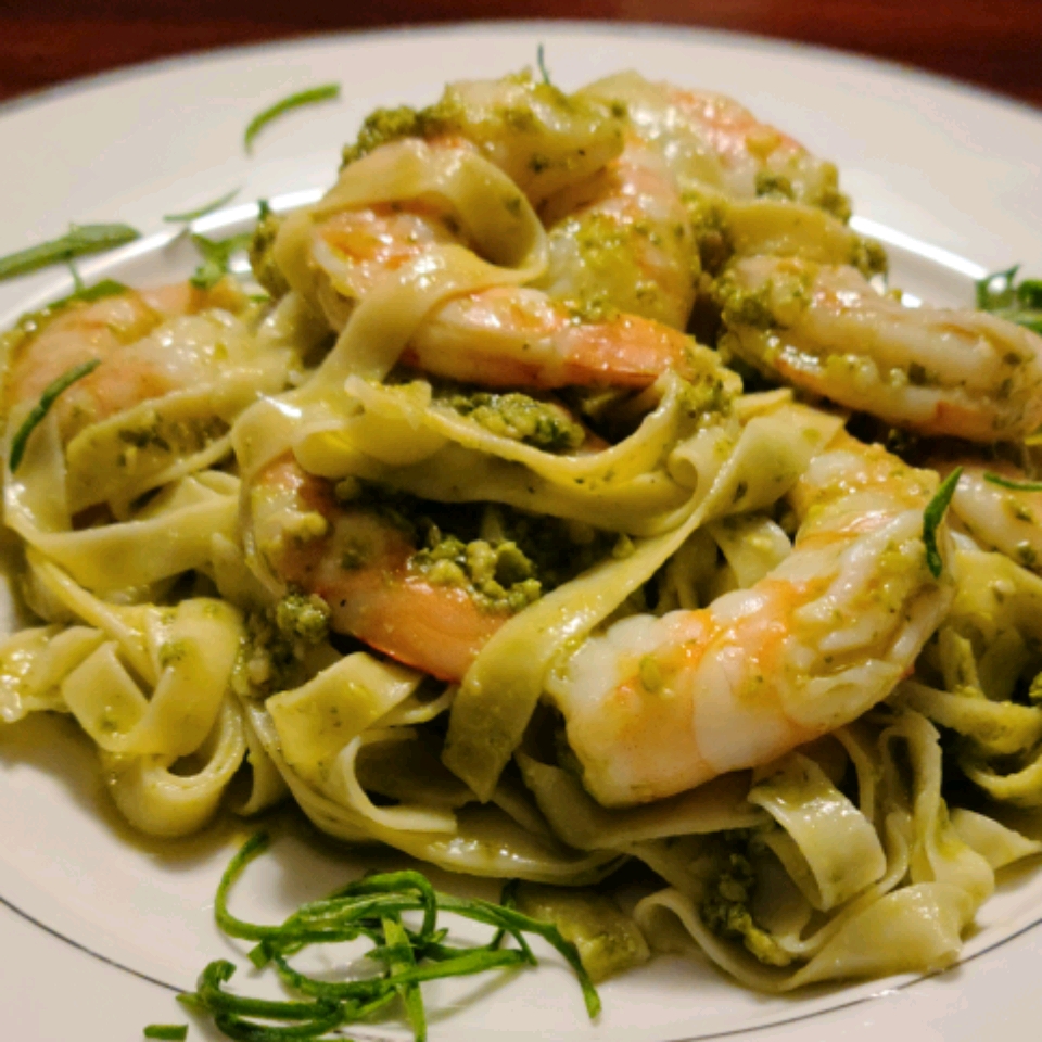 Light Shrimp and Pesto Pasta Recipe | Allrecipes