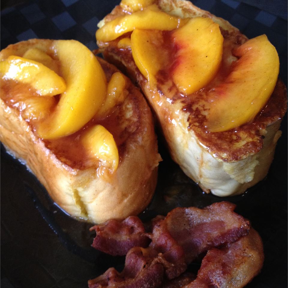 Mascarpone Stuffed French Toast with Peaches image