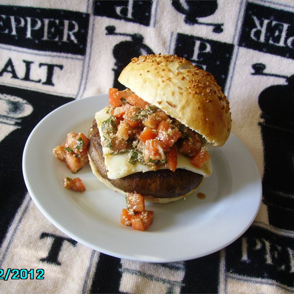 Portobello Mushroom Burger With Bruschetta Topping image