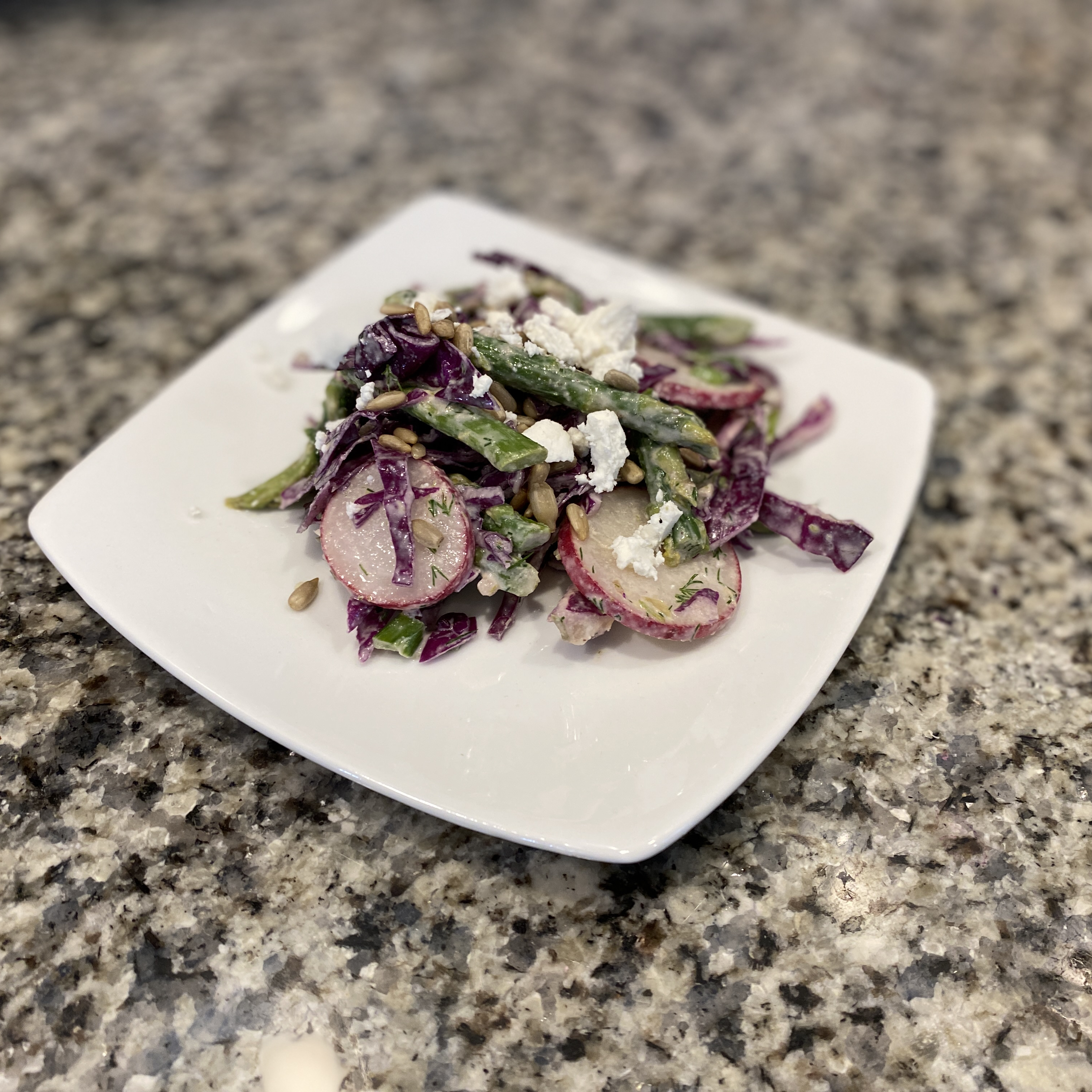 Red Cabbage-Asparagus Salad with Tahini Dressing_image