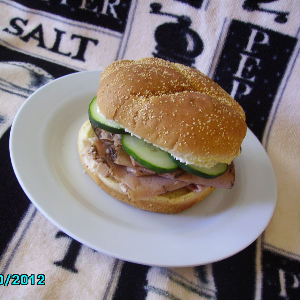 Dill Cream Cheese, Roast Beef and Cucumber Sandwiches image