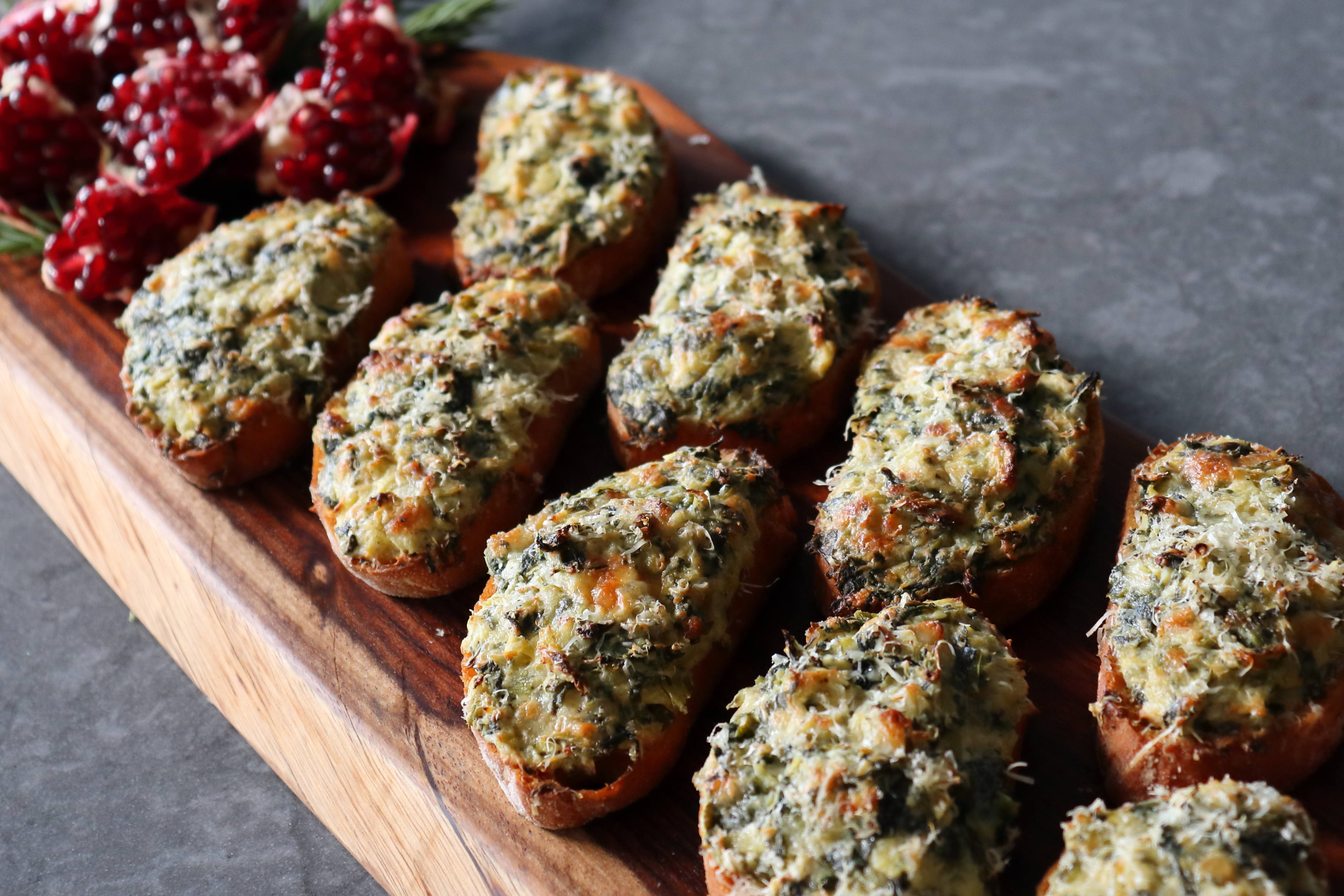 Baked Spinach and Artichoke Toasts image