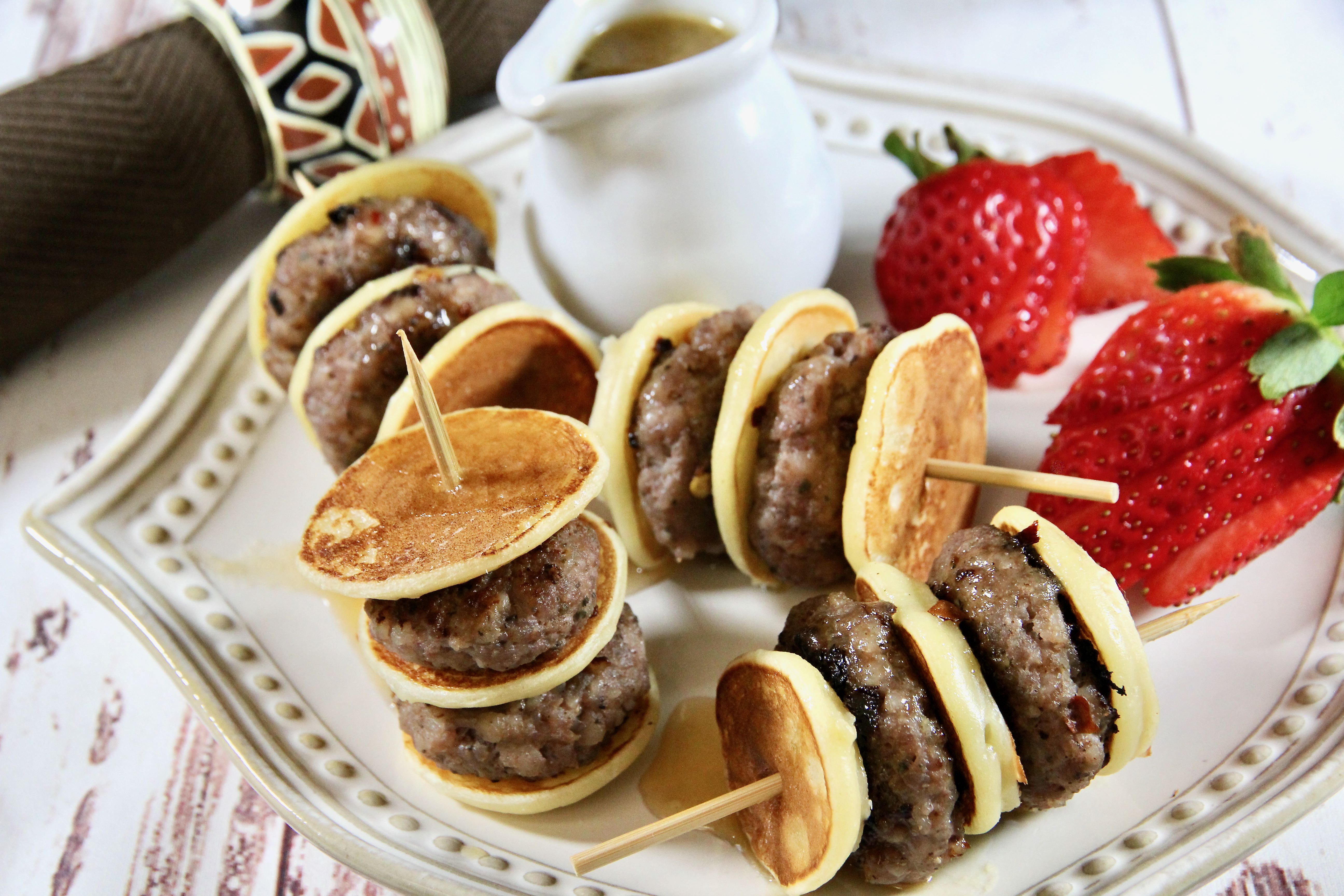 Mini Sausage Pancake Skewers with Spicy Syrup_image
