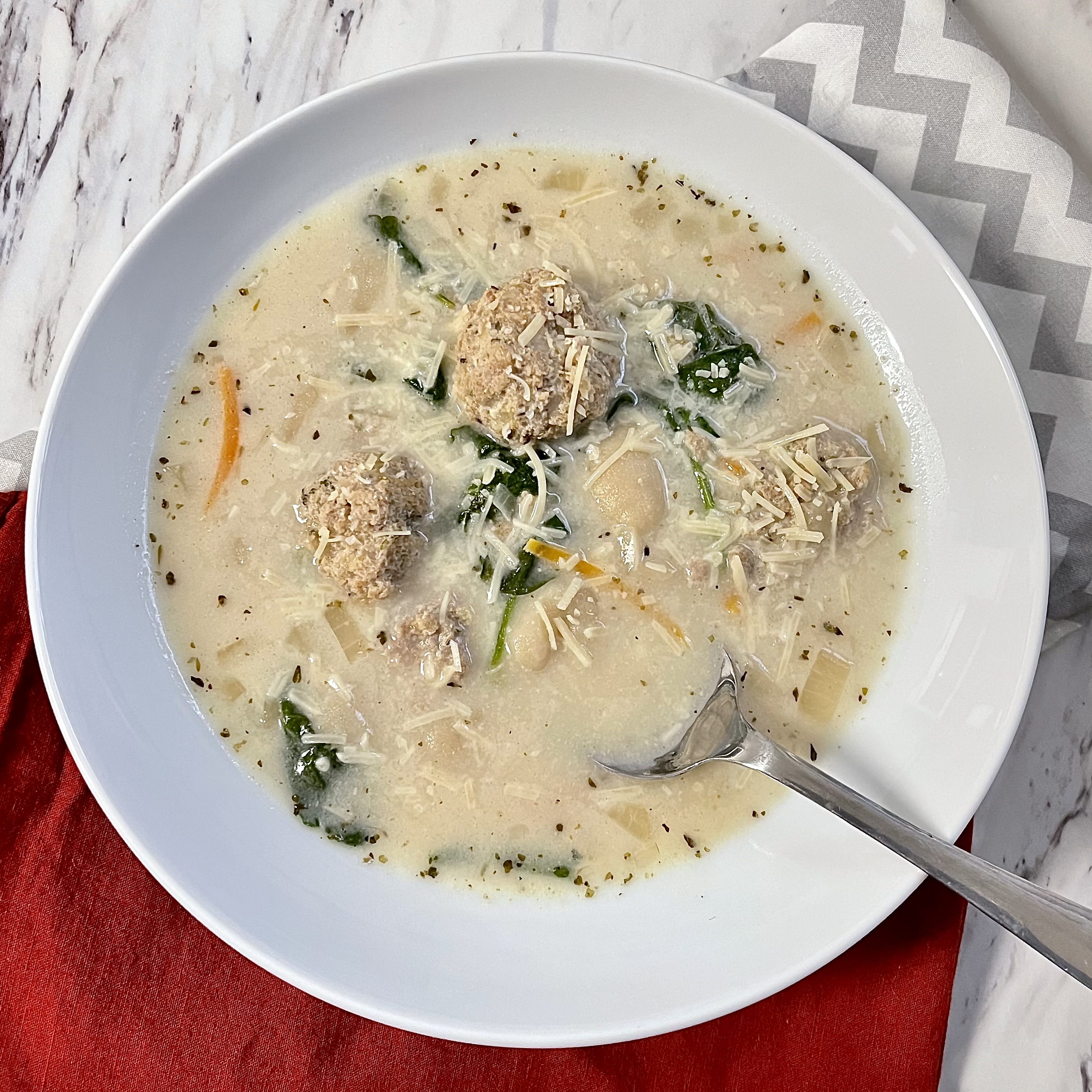 Gnocchi, Spinach, and Meatball Soup_image
