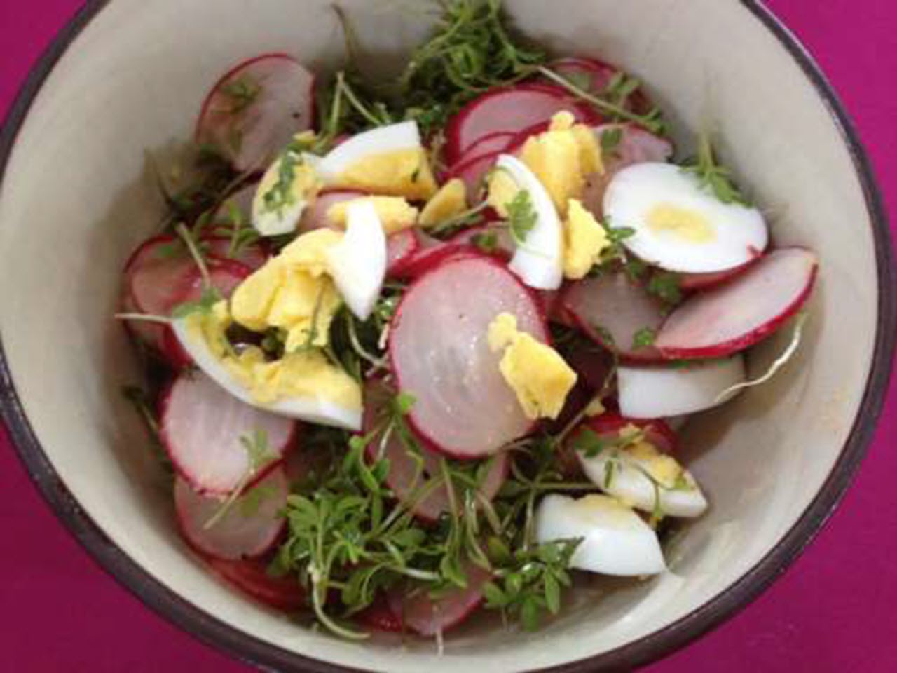 Spring Radish Salad with Egg and Garden Cress_image