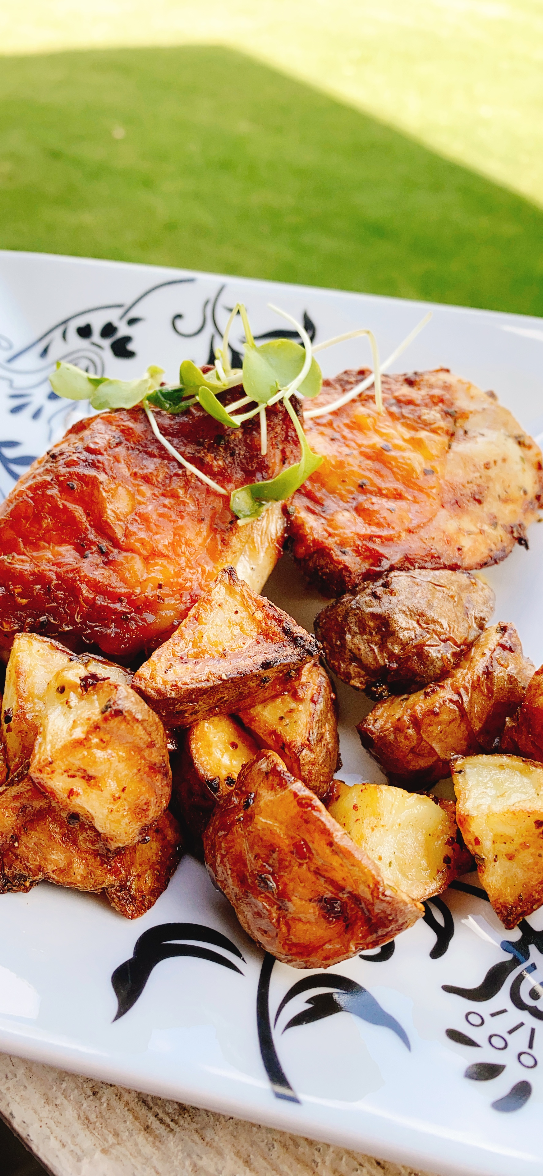 Air Fryer Chicken Thighs and Potatoes image