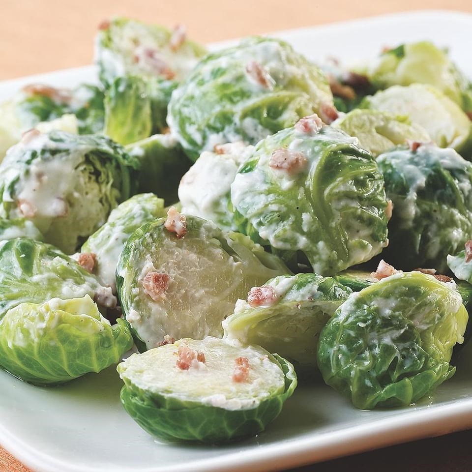 Brussels Sprouts with Bacon-Horseradish Cream Recipe 