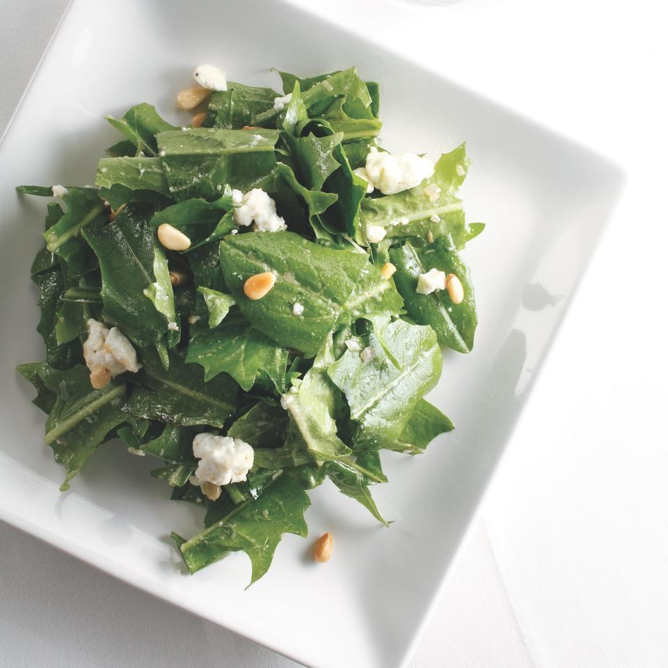 Warm Dandelion Greens with Roasted Garlic Dressing Recipe - EatingWell