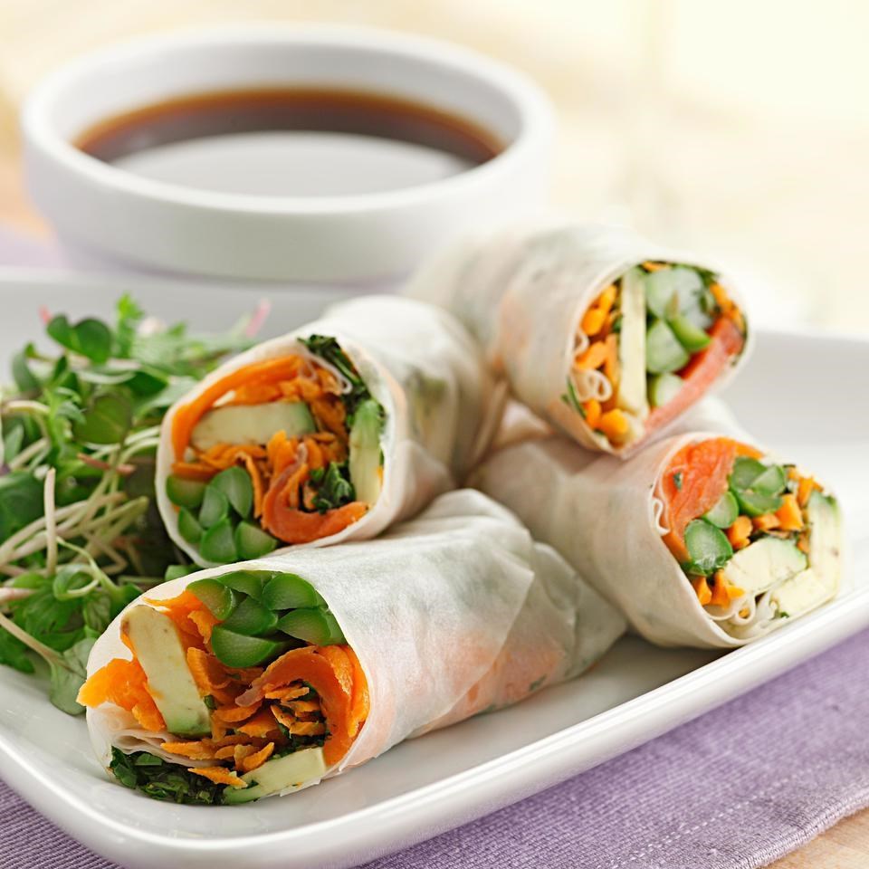 Asparagus & Salmon Spring Rolls Recipe - EatingWell