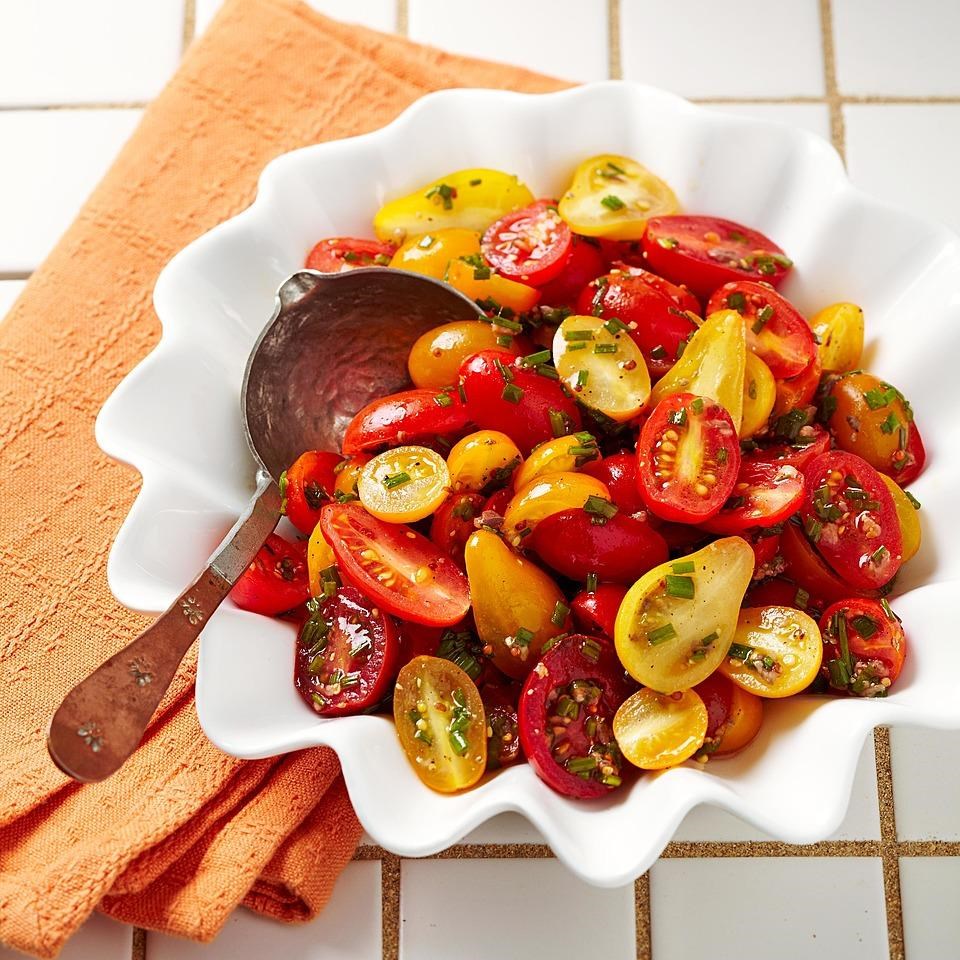 Salad with Tomatoes with anchovy Spain. Recipe picture.