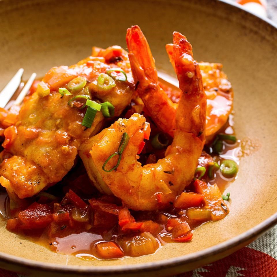 Sauteed Snapper & Shrimp with Creole Sauce Recipe - EatingWell