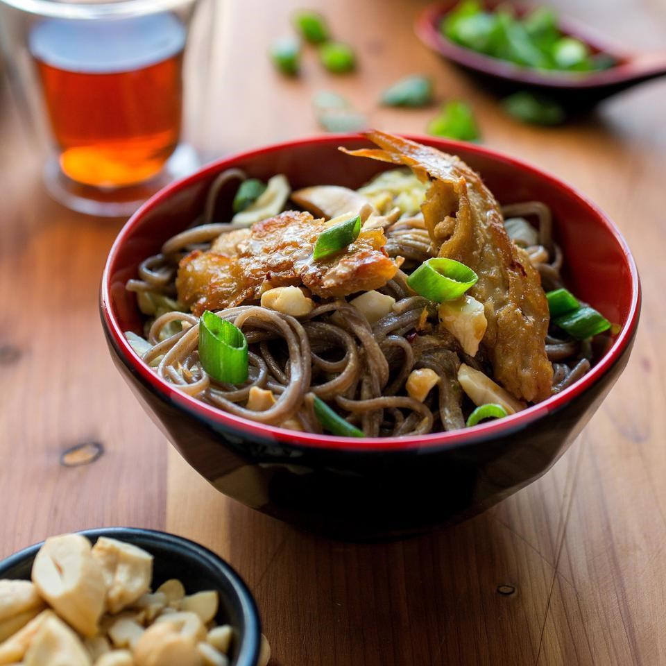 Dan Dan Noodles with Seitan, Shiitake Mushrooms & Napa Cabbage Recipe - EatingWell