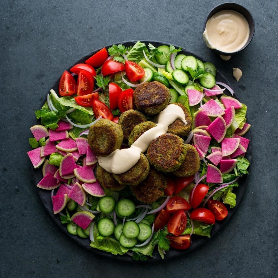 Falafel Salad with Lemon-Tahini Dressing Recipe - EatingWell