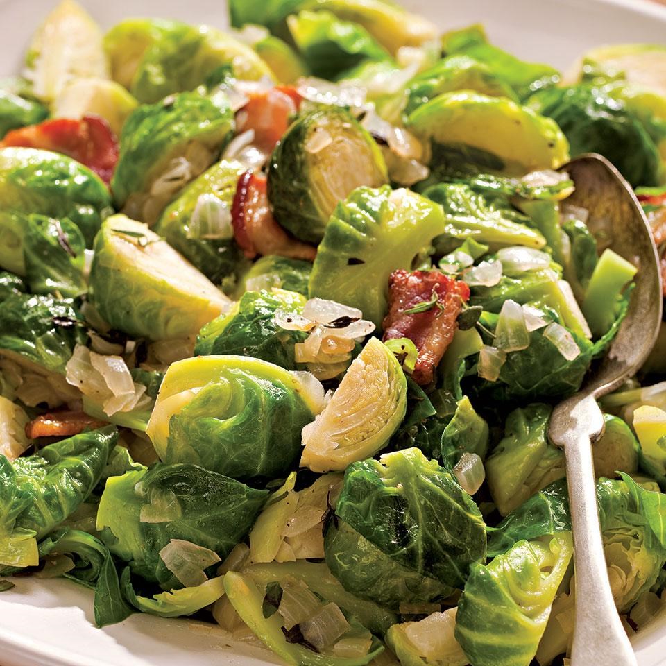 Sauteed Brussels Sprouts with Bacon & Onions Recipe EatingWell