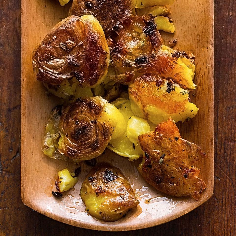 Garlic-Rosemary Smashed Potatoes Recipe - EatingWell