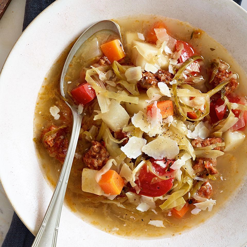 Sausage, Cabbage & Root Vegetable Soup Recipe EatingWell