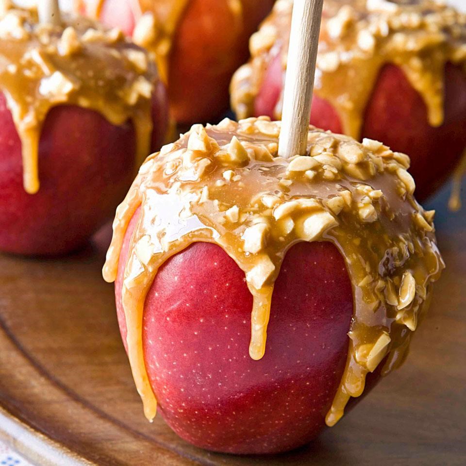 colored caramel apples