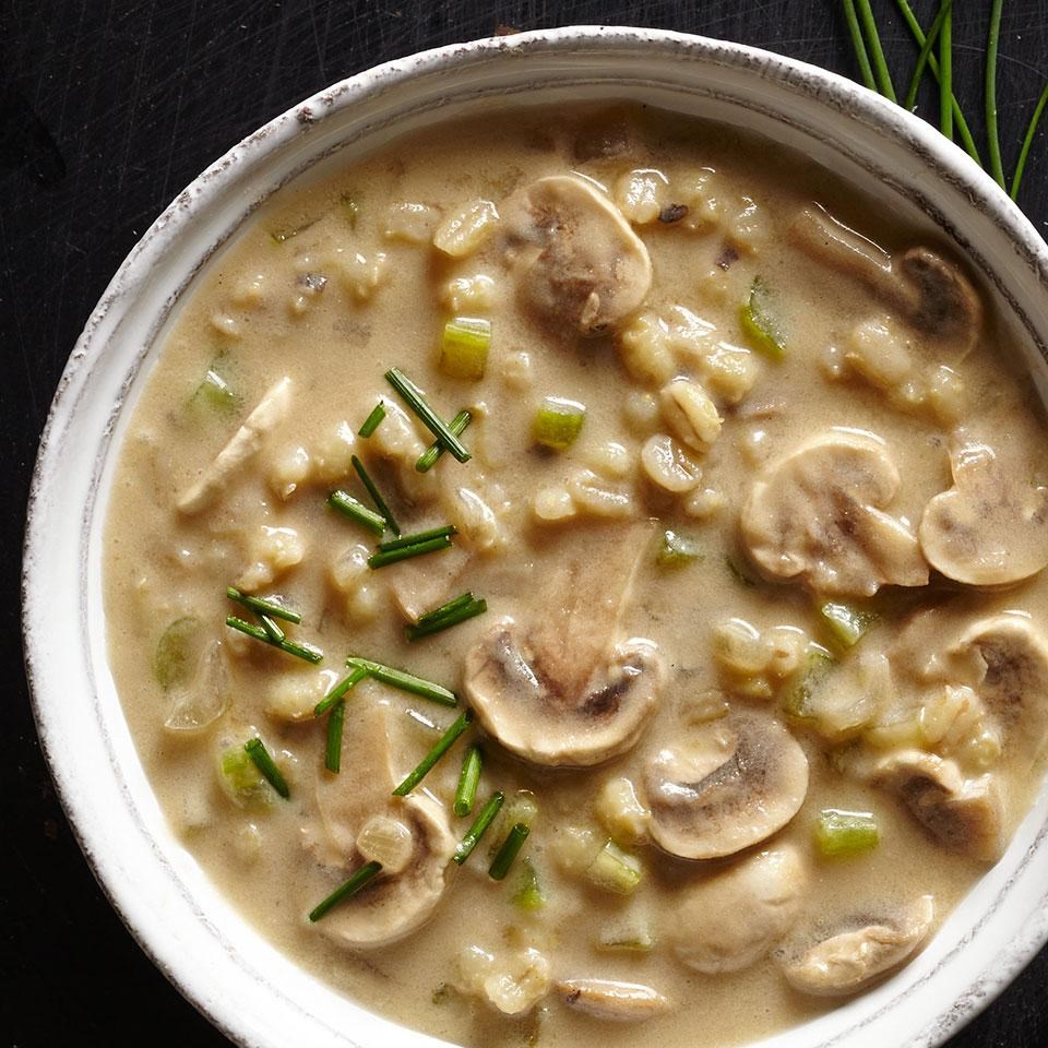 Cream of Mushroom & Barley Soup Recipe - EatingWell