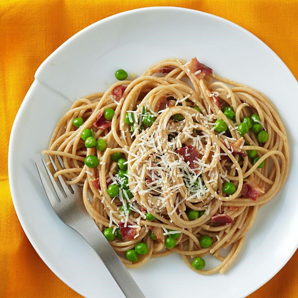 Spaghetti Carbonara with Peas Recipe - EatingWell
