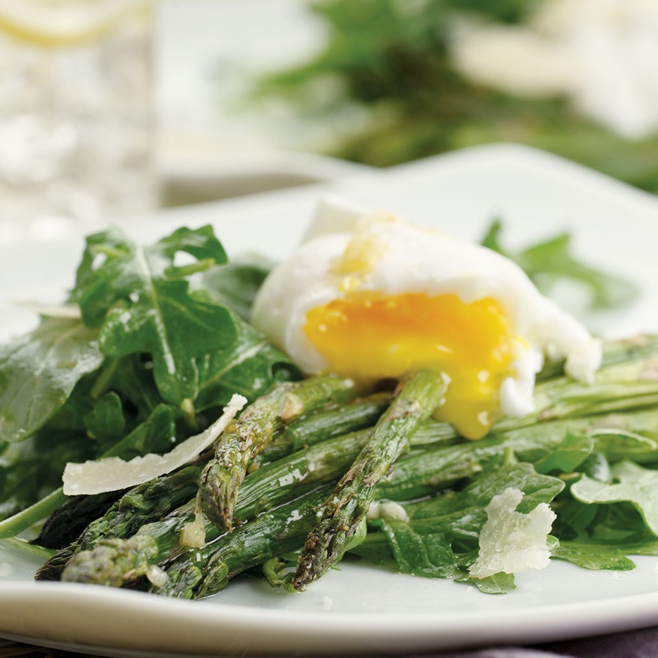 Asparagus Salad Topped with Poached Eggs Recipe - EatingWell