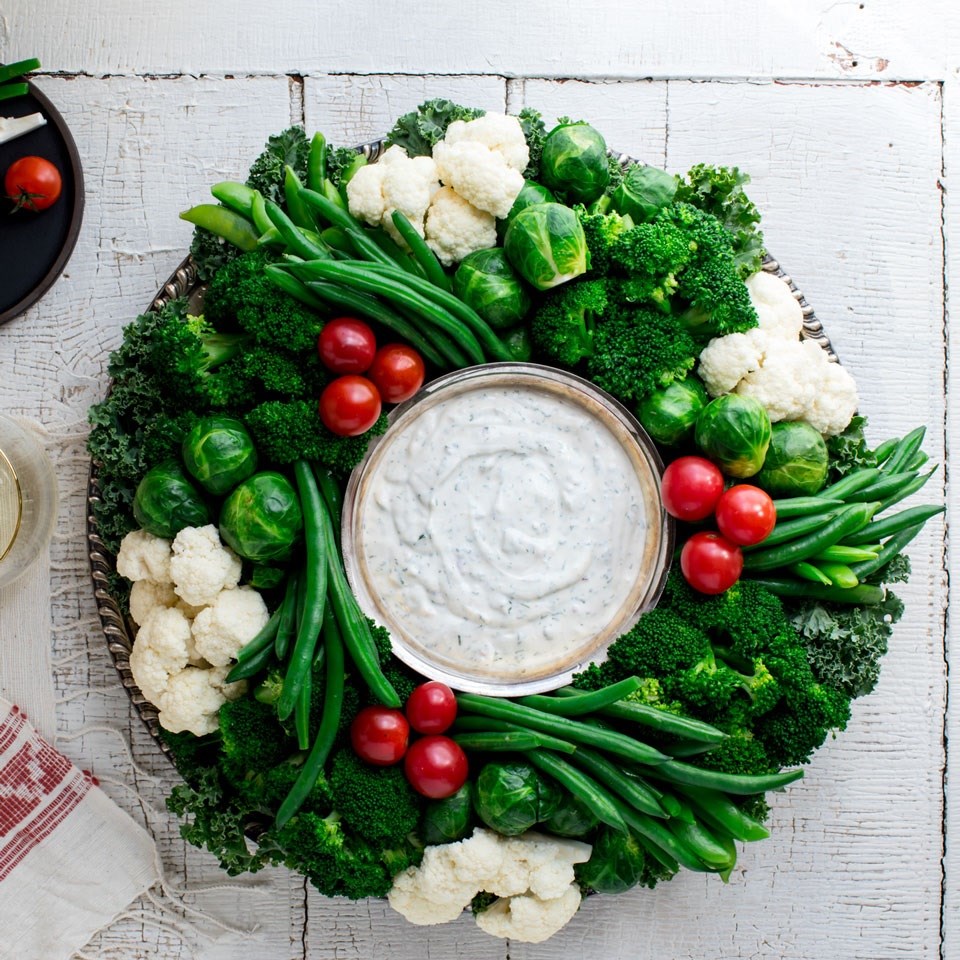 EatingWell Crudité Vegetable Wreath with Ranch Dip Recipe ...