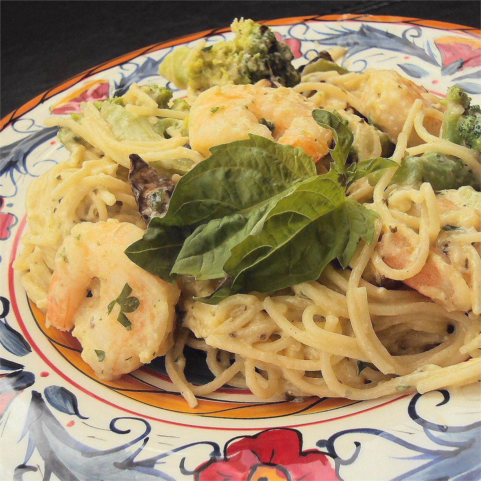 Angel Hair Pasta with Garlic Shrimp and Broccoli image