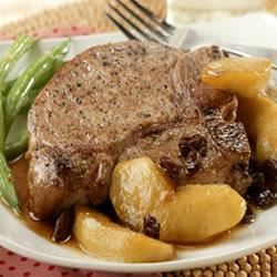 Thick Pork Chops with Spiced Apples and Raisins image